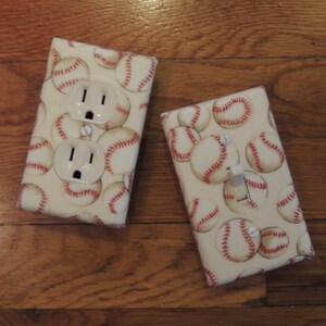 Baseball Print Light Switch Plate or Outlet Cover - Gift for Baseball / Softball Player