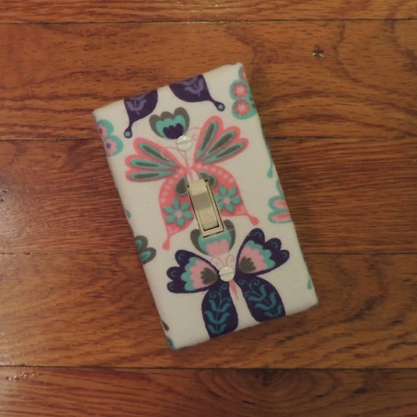 Butterfly Light Switch Plate or Outlet Cover - Teal Purple Pink and Green - Gift for Her - Gift for Teenage Girl