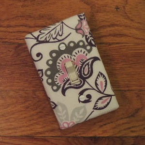 Purple Floral Light Switch Plate or Outlet Cover - Purple Pink and Gray - Gift for Her - Gift for Teenage Girl