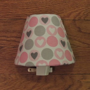Valentine&#39;s Day Hearts / Circles Night Light W/ Shade And On & Off Switch - 5 Watts Bulb - Pink Gray White - Gift for Her / Tween Girl