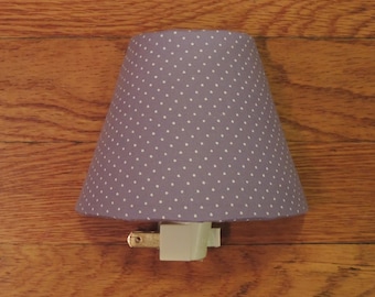 Lilac With White Polka Dot Night Light With Shade And On & Off Switch - 5 Watts Bulb - Gift for Her - Gift for Teenage Girl