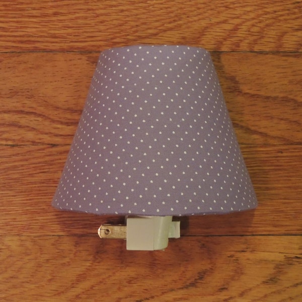 Lilac With White Polka Dot Night Light With Shade And On & Off Switch - 5 Watts Bulb - Gift for Her - Gift for Teenage Girl