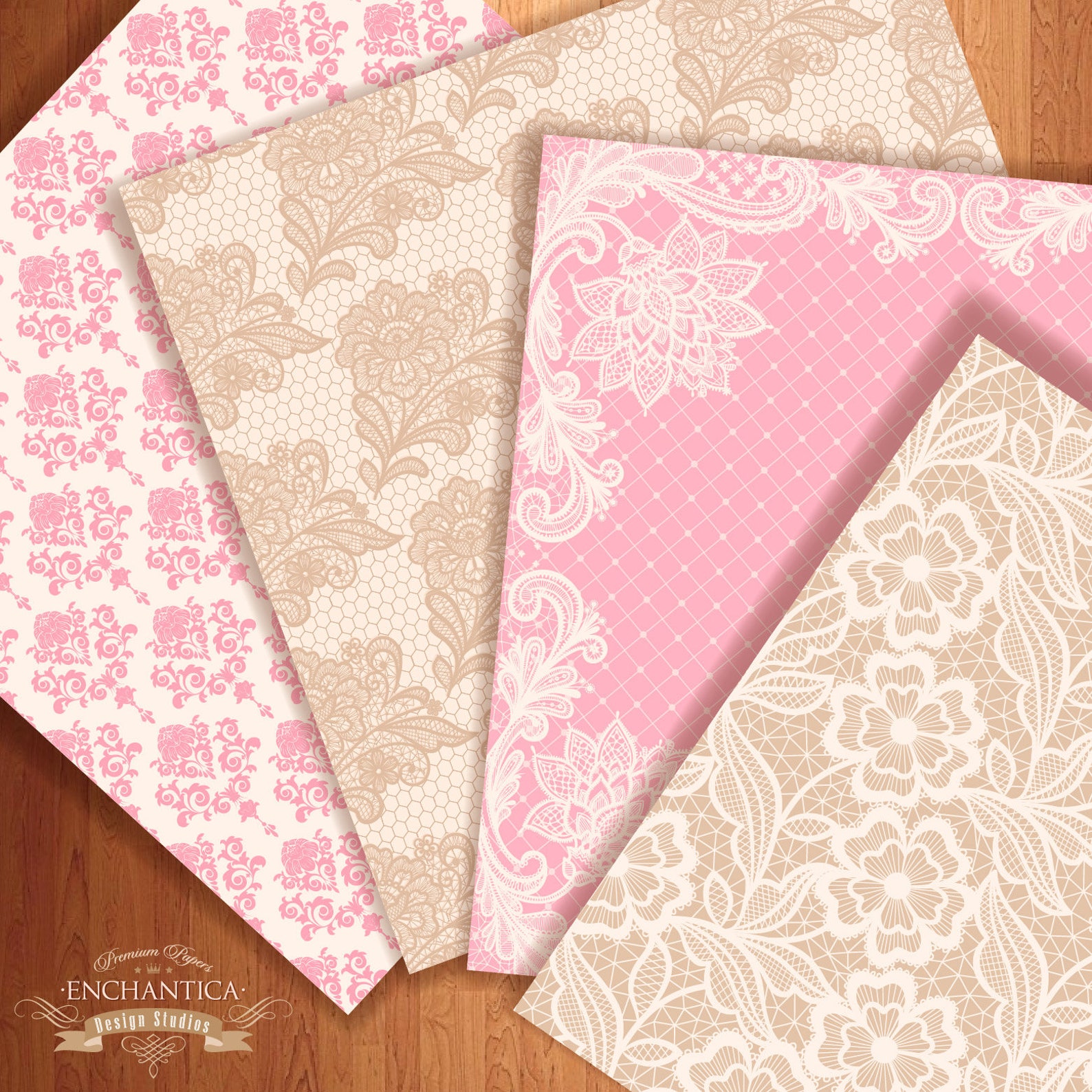 Lace Digital Paper Pink Lace Digital Paper Lace Scrapbook Etsy