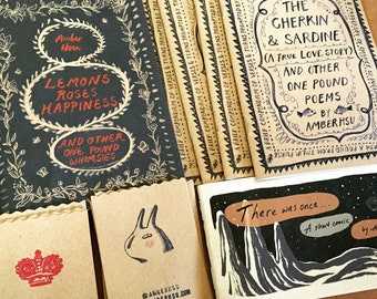 Mini-zine bundle - handmade illustrated poetry zines and mini-comic