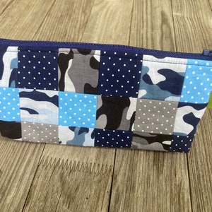 pencil case camouflage grey, blue