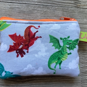 Porte-monnaie enfant dragons colorés sur gris