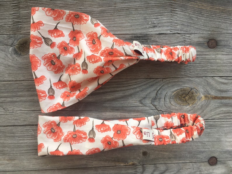 1 Haarband Mohnblume rot creme Bild 2