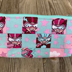 Pencil case Pencil bag Superheroine pink mint
