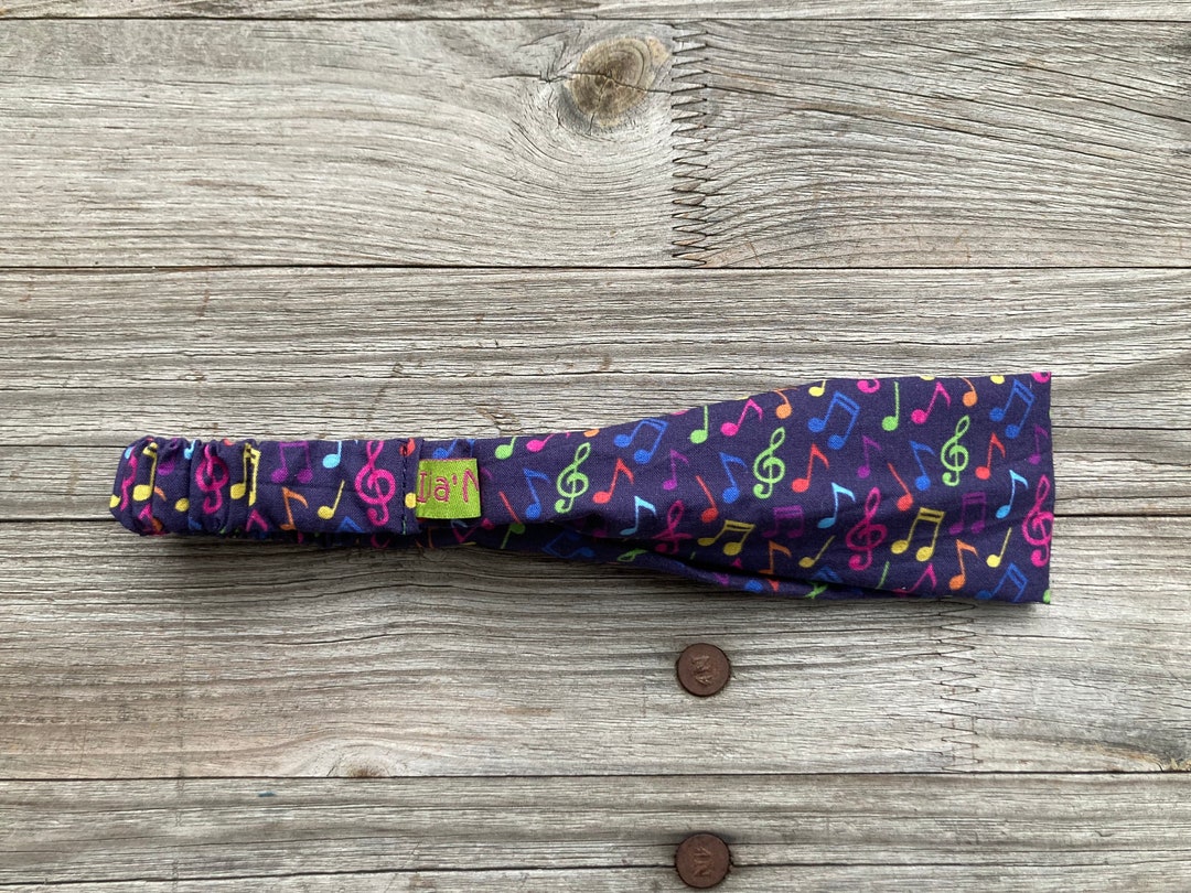 1 Children's Hairband Music Notes Colorful Notes on Blue Etsy