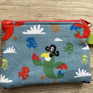 Wallet, purse parrot pirate grey-blue