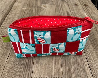 trousse renard turquoise rouge