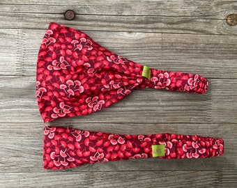 1 bandeau cheveux feuilles de ginkgo rouge