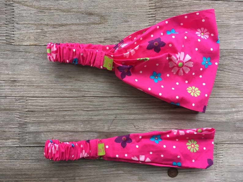 1 hairband girl flowers colorful on pink