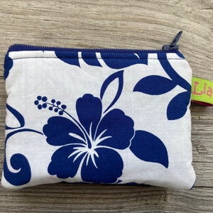 Geldbeutel,Täschchen Hibiskus blau weiß