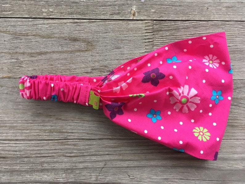 1 hairband girl flowers colorful on pink
