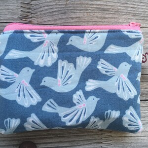 Bolso pájaros gris azulado, rosa