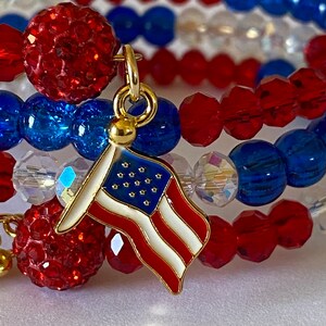 4th of July Beaded Wrap Bracelet: Patriotic Mickey Mouse Charm image 3