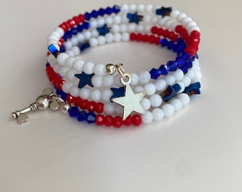 Fourth of July Mickey Bracelet, Patriotic Disney Mickey Bracelet, Mickey Mouse Bracelet, Disney Wrap Bracelet, Disney Jewelry