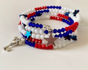 Fourth of July Mickey Bracelet, Patriotic Disney Mickey Bracelet, Mickey Mouse Bracelet, Disney Wrap Bracelet, Disney Jewelry