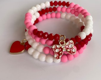 Minnie Mouse Bracelet, Disney Bracelet, Disney Wrap Bracelet, Disney Valentine Bracelet, Disney Jewelry, Minnie Mouse Jewelry, Minnie Mouse