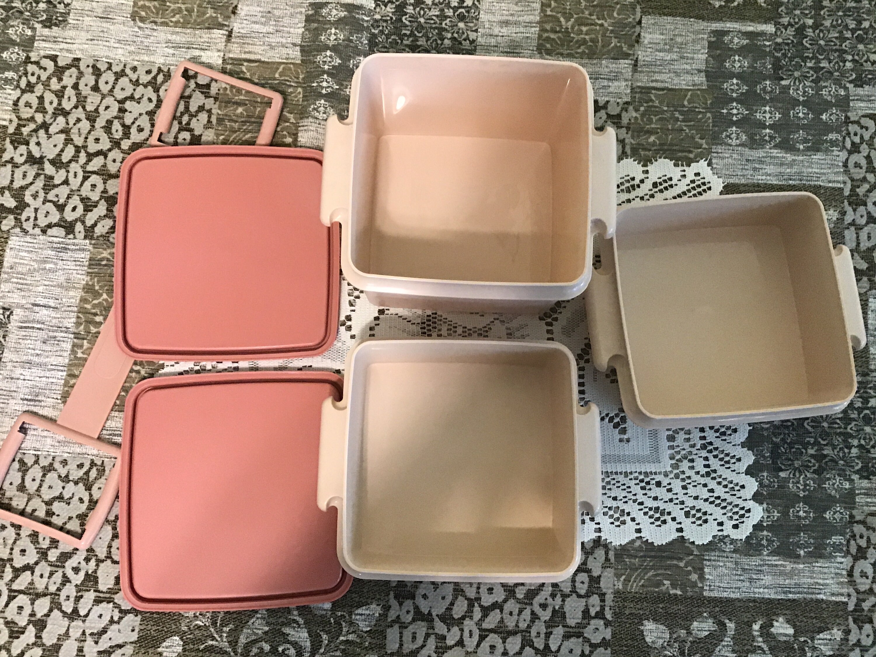 Vintage Tupperware, Stackable Mauve, Pink, Lunch Box With