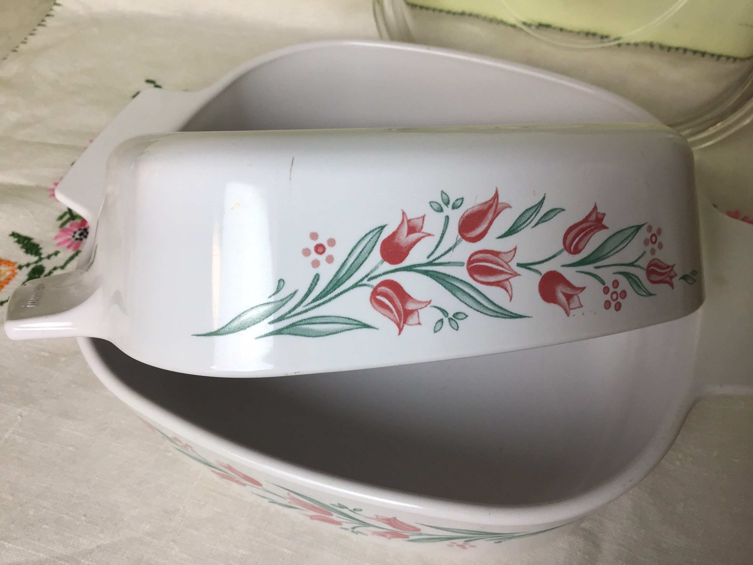 Vintage Pink Tulip Corning Ware casserole baking dishes with Etsy