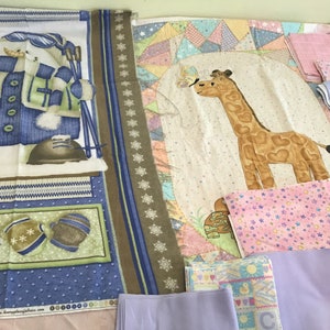 Lot of flannel fabrics and quilting panels, quilt kits, baby quilt kits.