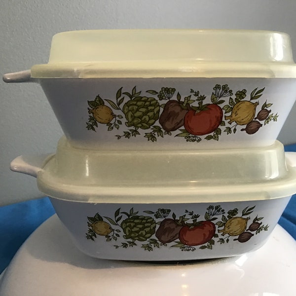 Vintage Set of Corning Ware Spice of Life, L’Echalote, Casserole Baking Dishes.