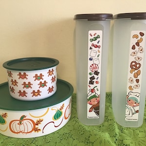 Lot of 4, Vintage Tupperware Seasonal Food Storage Containers, Modular Mates, Cookie containers.