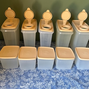 Vintage Tupperware Modular Mates Cereal Food Storage Containers, Set of 5, Freezer food storage containers, set of 5.