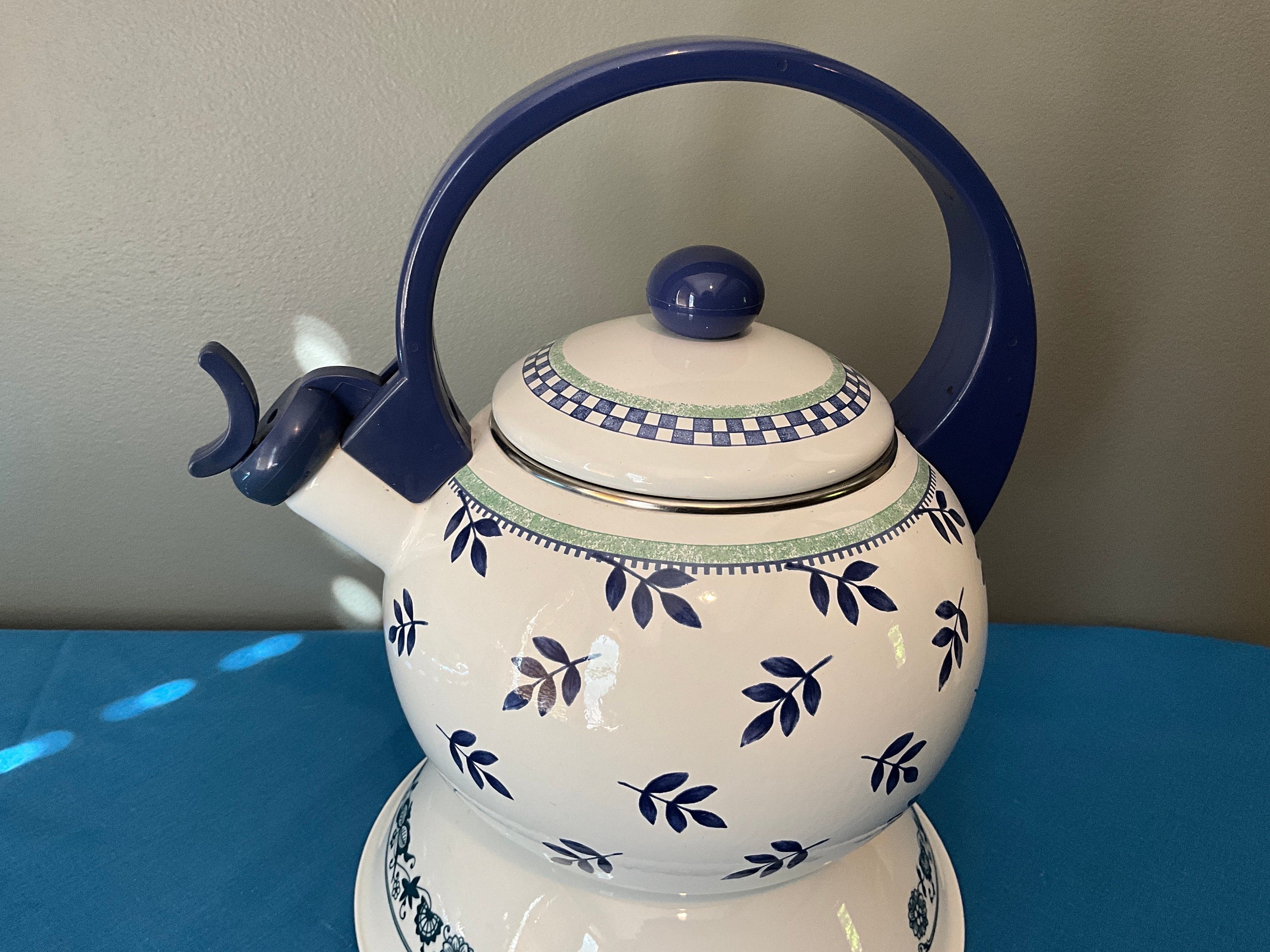 Teiera Smaltata 2 Litri Vintage - Bollitore Per Induzione E Gas, Acciaio Smaltato A Forma Di Pera, Regalo Casa