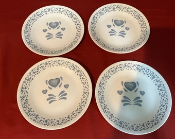 Vintage, Blue and White Corelle by Corning Ware bread dishes, Blue Hearts Pattern.