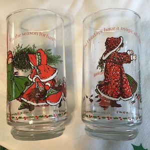 Zestaw dwóch, American Greetings, Holly Hobbie, świąteczne kubki na wodę do Coca-Coli.