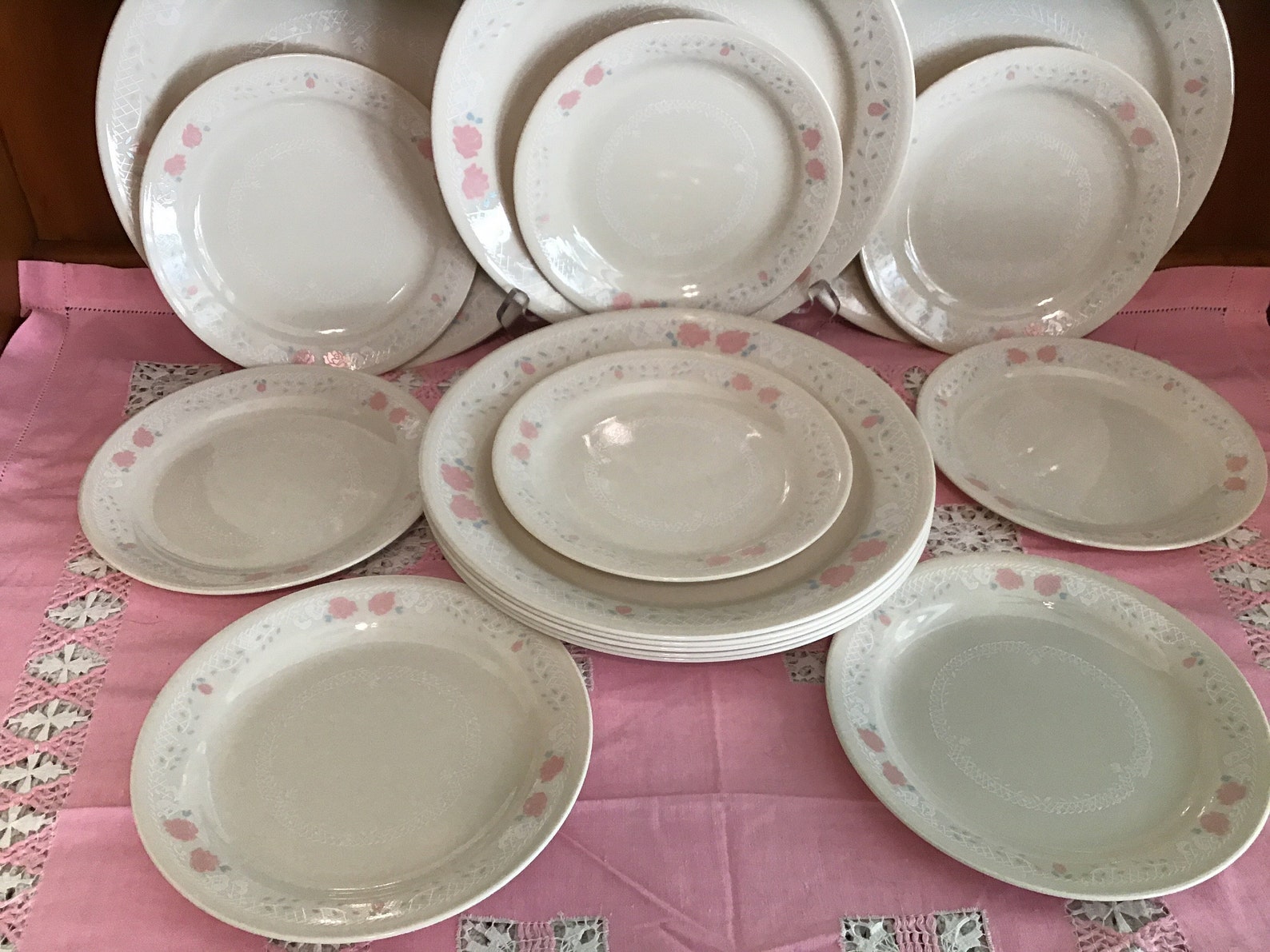 Vintage Corelle by Corning Ware dinnerware set Pink Roses and Etsy