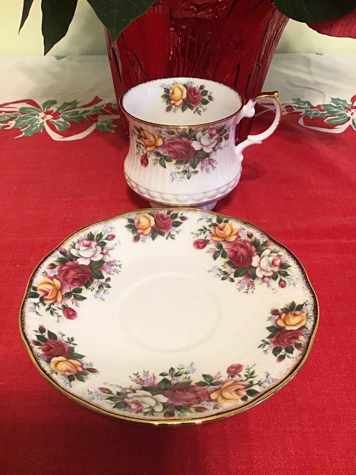 Queens fine bone china tea cup with saucer Rosina China Ltd. Etsy