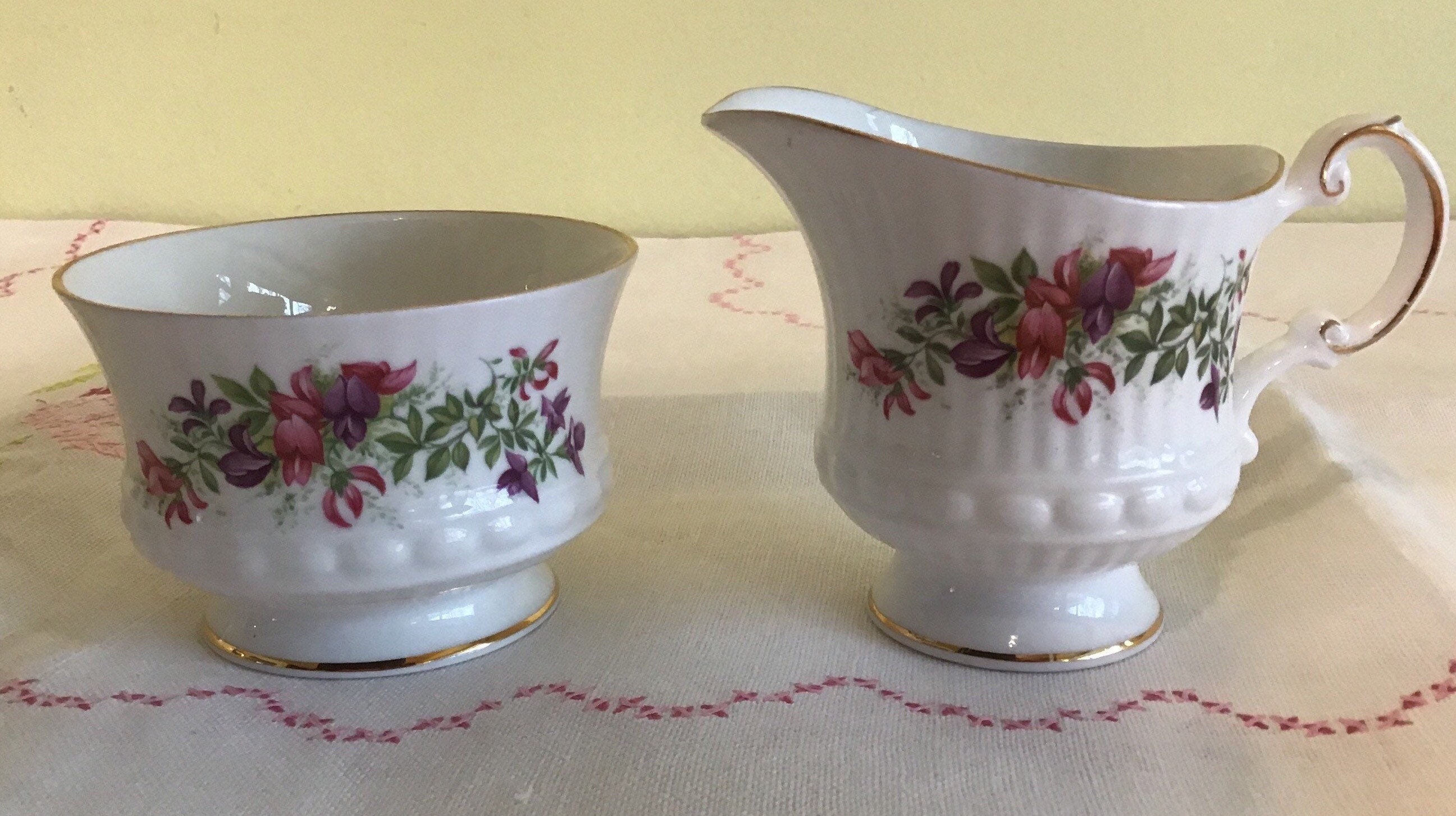 Vintage Queens fine bone China Wild flowers Creamer and Etsy