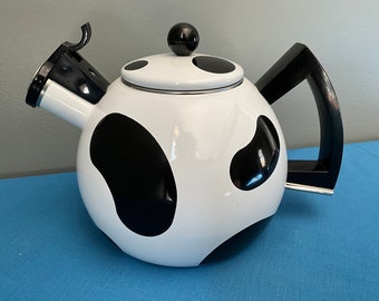 Fantastic, Copco, white and black, enamelware, whistling tea kettle.