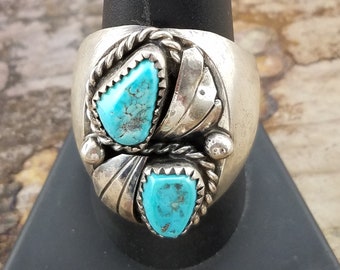 0.925 Navajo Turquoise (VINTAGE) Ring LARGE