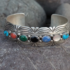 Charming Multiple Colored Stones 925 Bracelet SIGNED Very Well Made