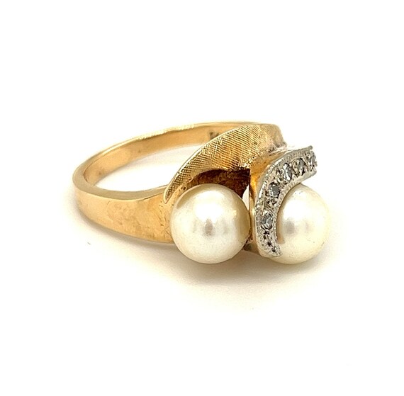 Fine VINTAGE 1950's Pearl and Diamond Cocktail Ri… - image 6