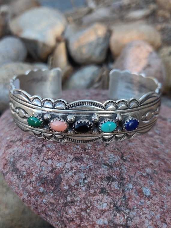 Very Rare Red Turquoise Vintage Native American Navajo Sterling Silver Bracelet Very Rare Red Turquoise Vintage Native American Navajo Sterling Silver Bracelet