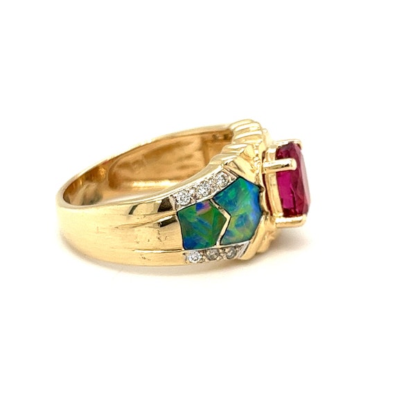 Ladies Fine Tourmaline Opal & Diamond Statement R… - image 5