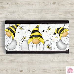 Abeja amarilla, gnomo Gonk, billetera para dama, regalos Gonk para mujeres, regalos de gnomos para niñas, billetera de cuero para tarjetas, monederos y billeteras, cumpleaños