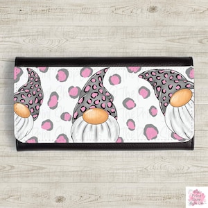Gnomo rosa, gnomo Gonk, monedero para mujer, regalos Gonk para mujeres, regalos de gnomo para niñas, monedero de cuero para tarjetas, monederos y billeteras, cumpleaños