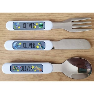 Space 3 piece personalised cutlery set