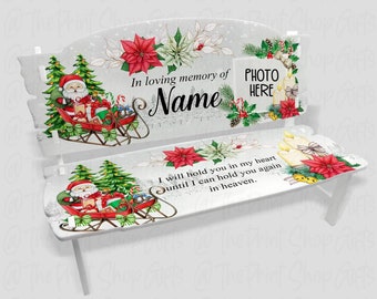 Christmas memorial photo ornament, personalised memory bench, gift for loss of, mother, father, in loving memory, with sympathy, remembrance