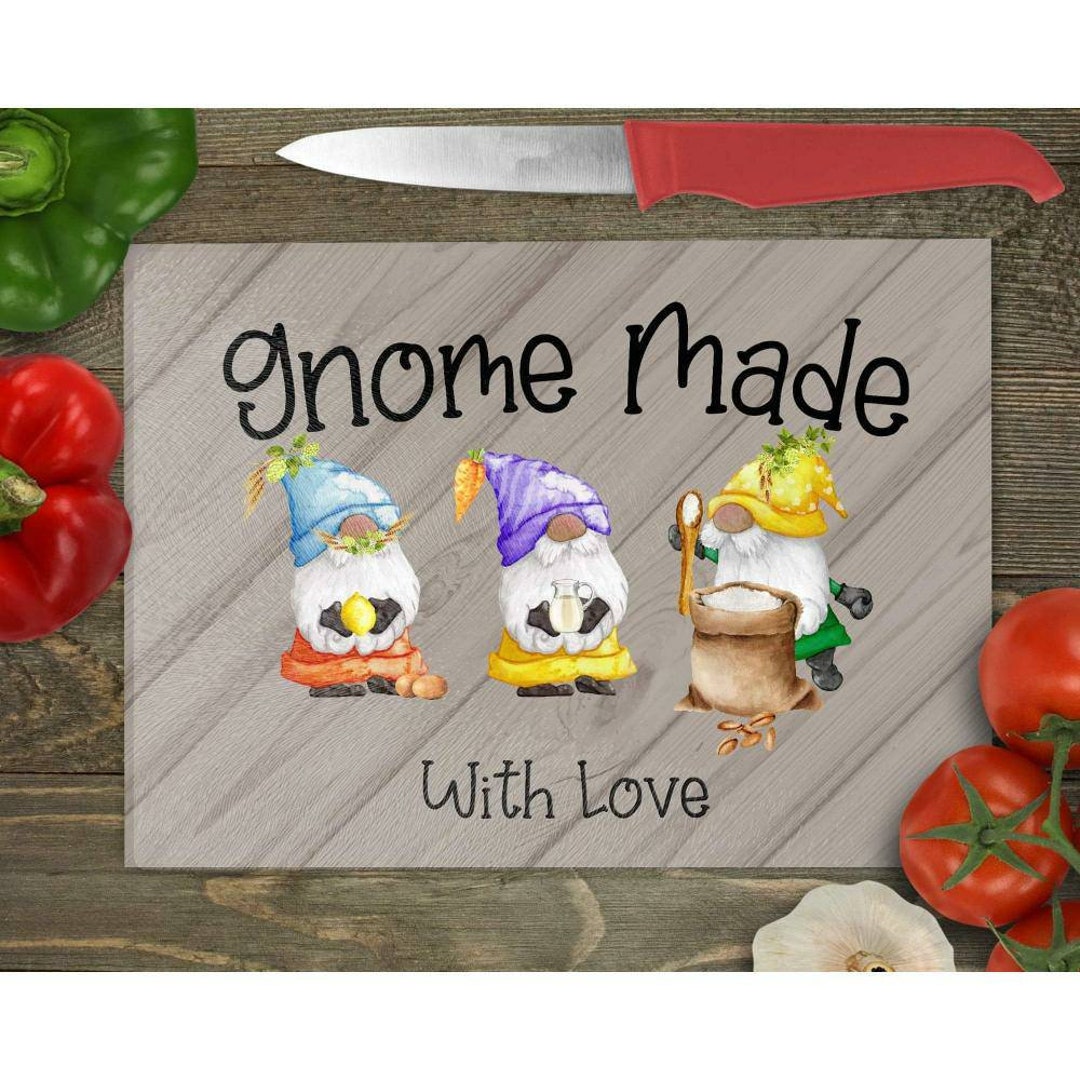 Gnome Glass Chopping Board, Gonk Gifts, Kitchen Decor, Cute Gnome