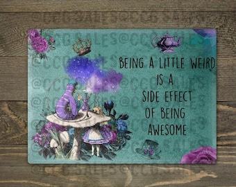 Alice in wonderland glass chopping board