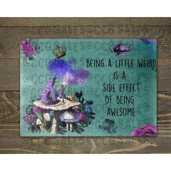 Alice in wonderland glass chopping board