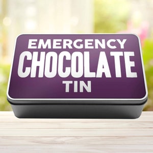 Purple chocolate storage tin, sweetie jars, chocoholic, metal tin box, storage box, hamper gift, refillable gift, gift for husband, for dad